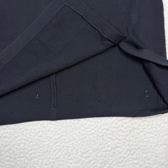 St. John Santana Knit Dress 14 Black Long Sleeve Gold Bar Accents Mock Neck READ - Picture 8 of 12